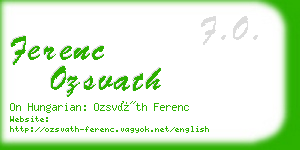 ferenc ozsvath business card